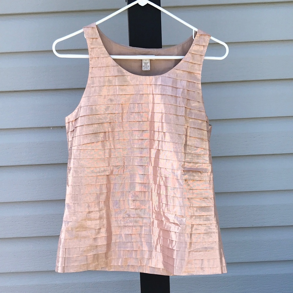 NWOT J CREW SHINY Gold/Cream shimmer shiny sleeveless top XS 2 metallic